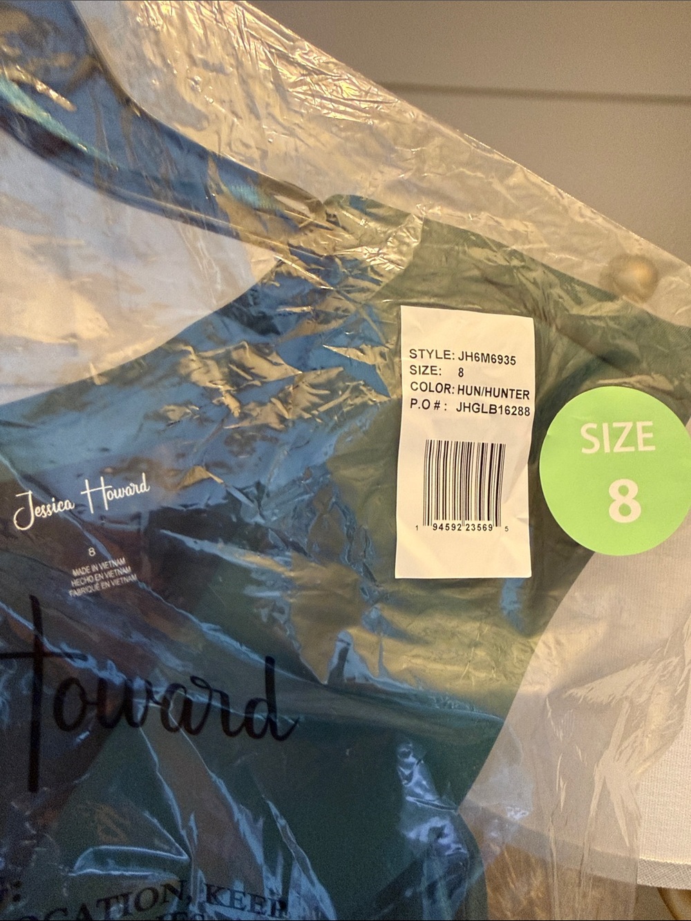 NWT Never Worn Jessica Howard Deep Hunter Green Long Gown Sz 8 - Lined, Zip Back